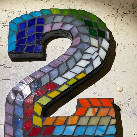 Stained Glass Mosaic House Number 2 Handcrafted - Picture 3 of 8